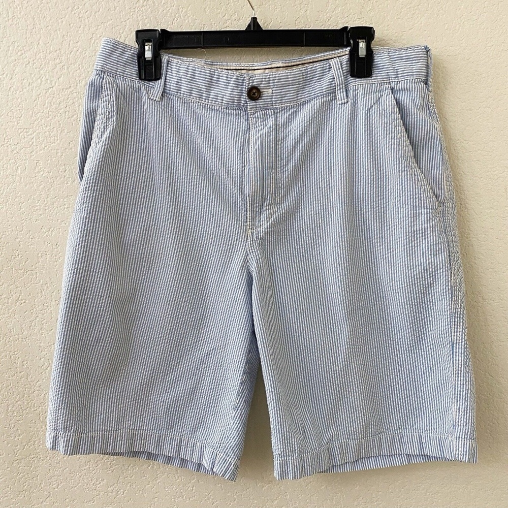Izod Seersucker Shorts Mens Size 34 Blue White Summer Casual